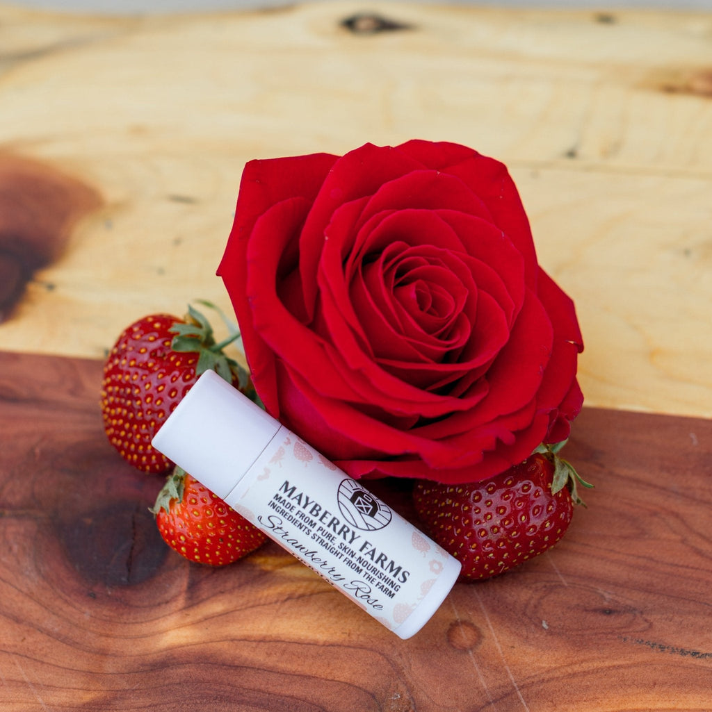 Strawberry Rose Tallow Lip Balm — Natural Beeswax & Strawberry Seed Oil | Mayberry Farms